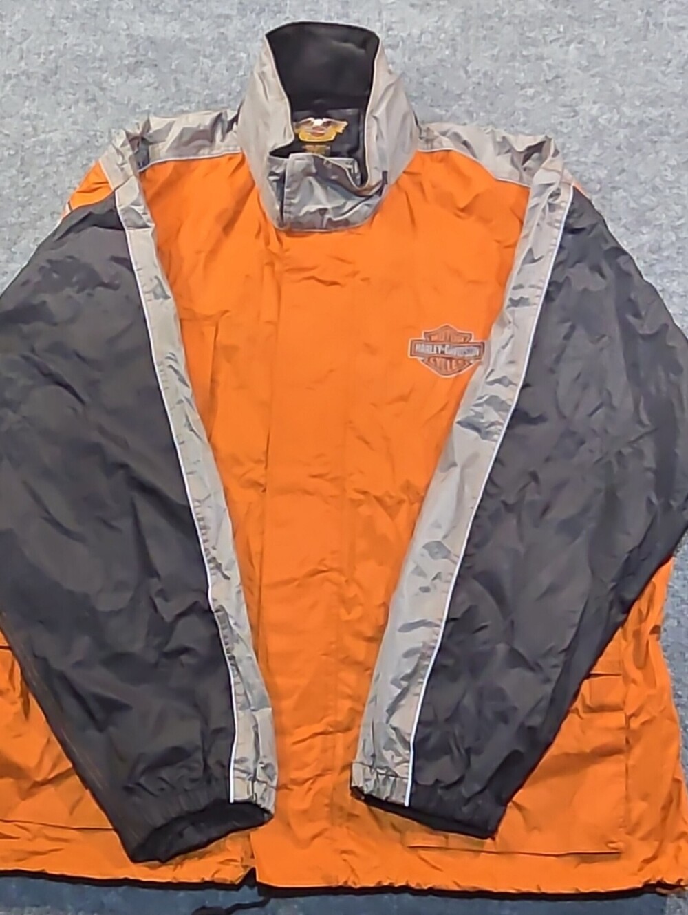 Harley-Davidson Men's Orange Gray Nylon Jacket X-Large CA 03402 Motorcycle